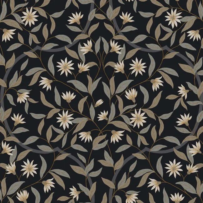 Inspired by Color Jasmine wallpaper, color Black Metallic, SKU GO8257