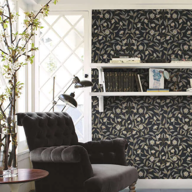 Inspired by Color Jasmine - Black Metallic Wallpaper | Buy Online Inspired by Color Jasmine wallpaper, color Black Metallic, SKU GO8257