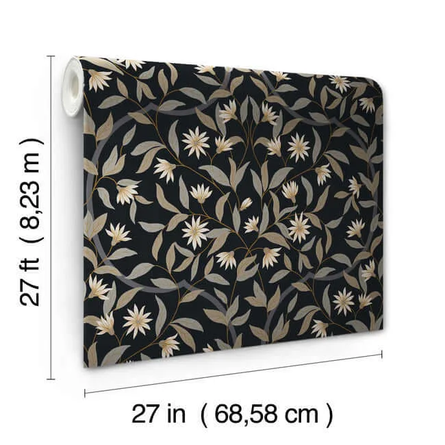 Inspired by Color Jasmine - Black Metallic Wallpaper | Buy Online Inspired by Color Jasmine wallpaper, color Black Metallic, SKU GO8257