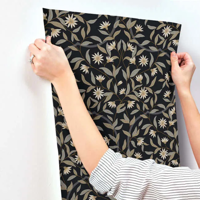 Inspired by Color Jasmine - Black Metallic Wallpaper | Buy Online Inspired by Color Jasmine wallpaper, color Black Metallic, SKU GO8257