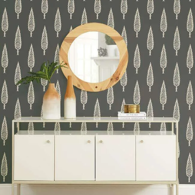 Inspired by Color Juniper Tree - Black & Taupe Wallpaper | Buy Online Inspired by Color Juniper Tree wallpaper, color Black & Taupe, SKU SS2607