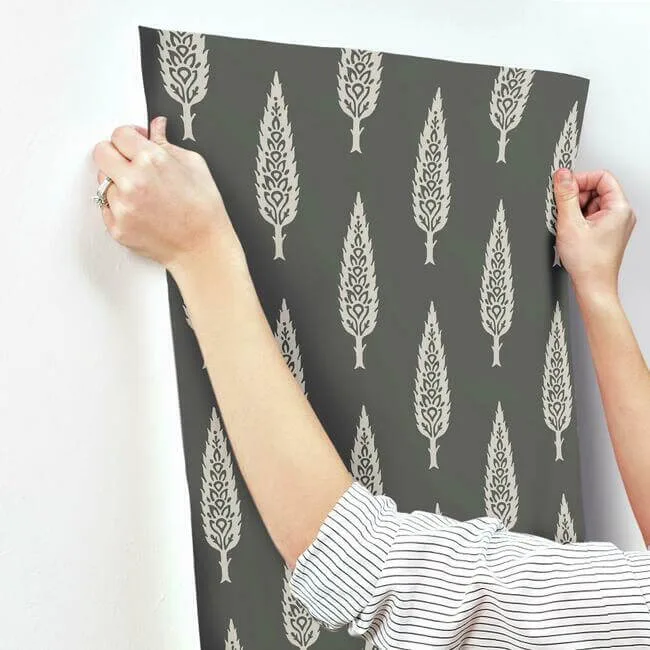 Inspired by Color Juniper Tree - Black & Taupe Wallpaper | Buy Online Inspired by Color Juniper Tree wallpaper, color Black & Taupe, SKU SS2607