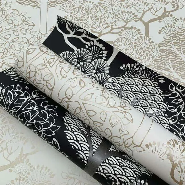 Inspired by Color Kimono Trees - Black Metallic Wallpaper | Buy Online Inspired by Color Kimono Trees wallpaper, color Black Metallic, SKU BW3852