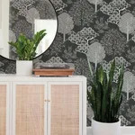 Inspired by Color Kimono Trees - Black Metallic Wallpaper | Buy Online Inspired by Color Kimono Trees wallpaper, color Black Metallic, SKU BW3852