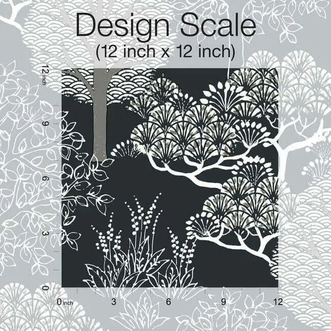 Inspired by Color Kimono Trees - Black Metallic Wallpaper | Buy Online Inspired by Color Kimono Trees wallpaper, color Black Metallic, SKU BW3852