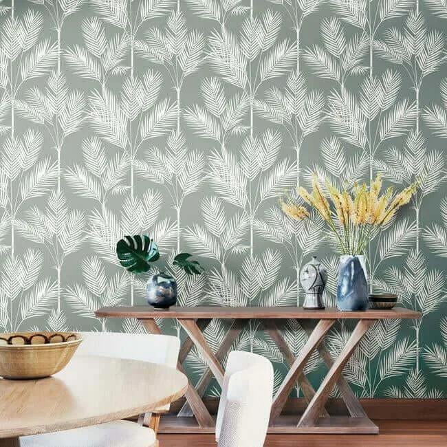 Inspired by Color King Palm Silhouette - Grey Wallpaper | Buy Online Inspired by Color King Palm Silhouette wallpaper, color Grey, SKU CV4412