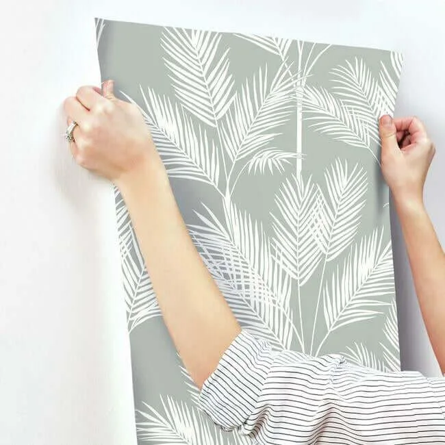 Inspired by Color King Palm Silhouette - Grey Wallpaper | Buy Online Inspired by Color King Palm Silhouette wallpaper, color Grey, SKU CV4412