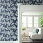 Inspired by Color King Palm Silhouette wallpaper, color Navy, SKU CV4410