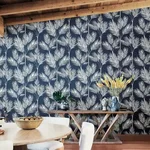 Inspired by Color King Palm Silhouette wallpaper, color Navy, SKU CV4410