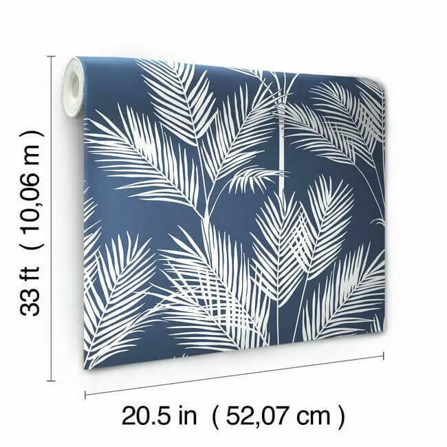 Inspired by Color King Palm Silhouette wallpaper, color Navy, SKU CV4410