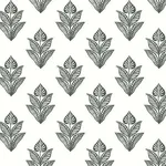 Inspired by Color Lotus Motif wallpaper, color Black & White, SKU BW3977