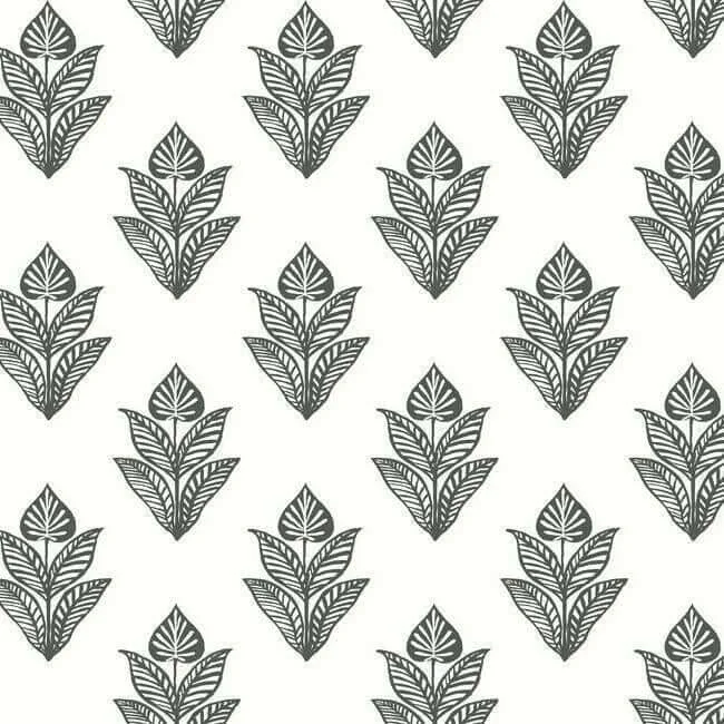 Inspired by Color Lotus Motif wallpaper, color Black & White, SKU BW3977