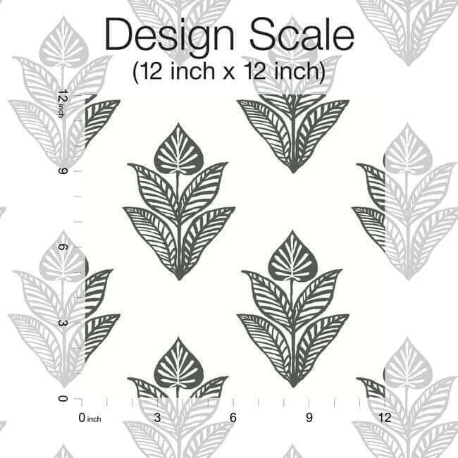 Inspired by Color Lotus Motif wallpaper, color Black & White, SKU BW3977