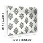 Inspired by Color Lotus Motif wallpaper, color Black & White, SKU BW3977