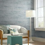 Inspired by Color Lustrous Grasscloth wallpaper, color Blue & Gold, SKU Y6201603