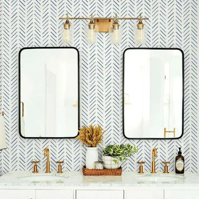 Inspired by Color Painted Herringbone wallpaper, color Navy, SKU CV4455