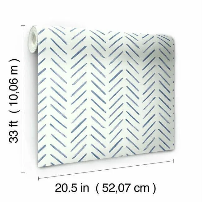 Inspired by Color Painted Herringbone - Navy Wallpaper | Buy Online Inspired by Color Painted Herringbone wallpaper, color Navy, SKU CV4455