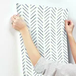 Inspired by Color Painted Herringbone - Navy Wallpaper | Buy Online Inspired by Color Painted Herringbone wallpaper, color Navy, SKU CV4455