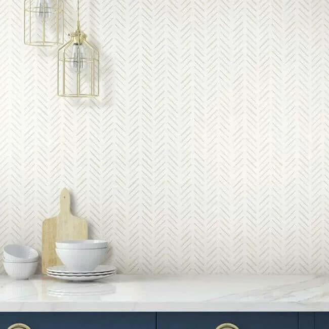 Inspired by Color Painted Herringbone - Off White Wallpaper | Buy Online Inspired by Color Painted Herringbone wallpaper, color Off White, SKU CV4456