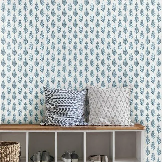 Inspired by Color Paisley On Calico wallpaper, color Blue, SKU FH4068