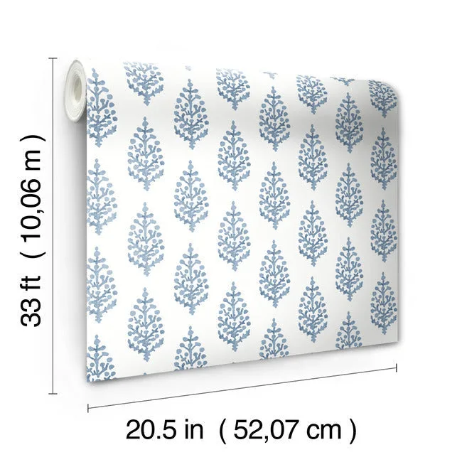 Inspired by Color Paisley On Calico - Blue Wallpaper | Buy Online Inspired by Color Paisley On Calico wallpaper, color Blue, SKU FH4068