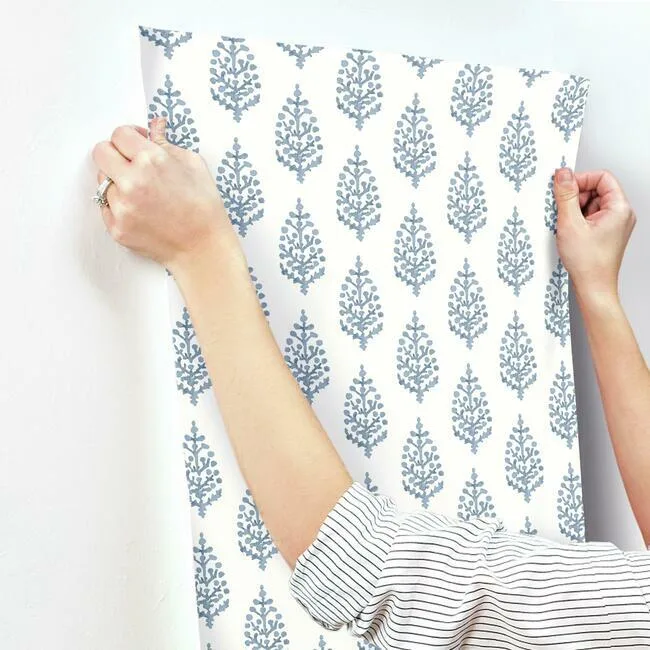 Inspired by Color Paisley On Calico - Blue Wallpaper | Buy Online Inspired by Color Paisley On Calico wallpaper, color Blue, SKU FH4068