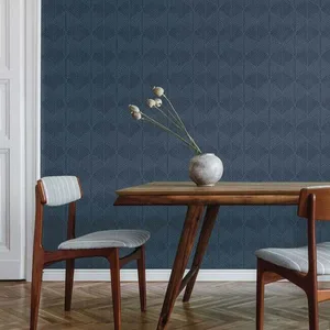 Inspired by Color Palm Thatch wallpaper, color Navy, SKU SS2564