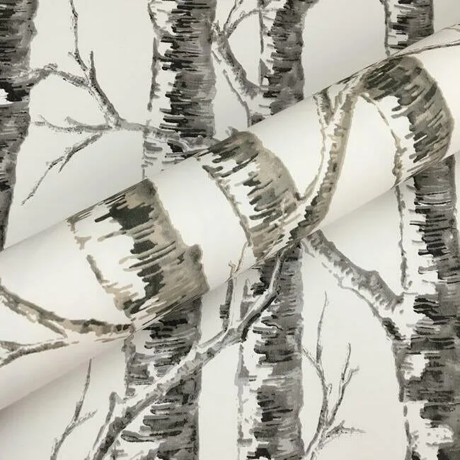 Inspired by Color Paper Birch wallpaper, color White & Grey, SKU BW3901