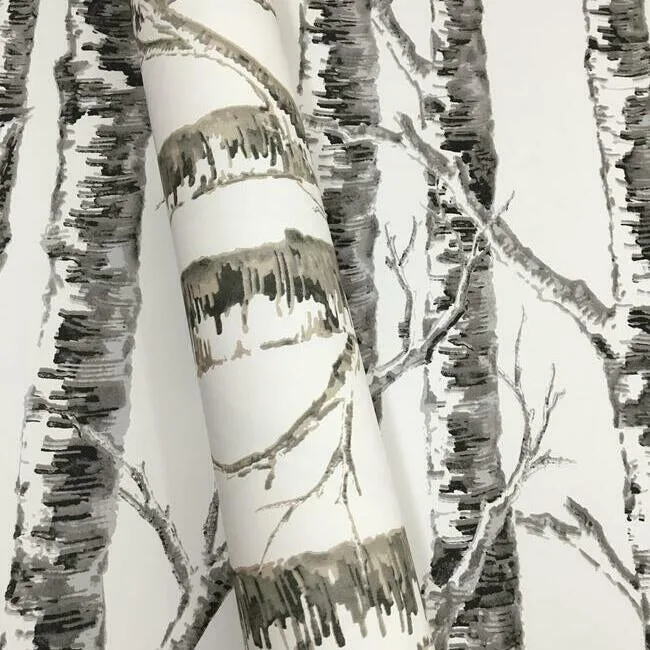 Inspired by Color Paper Birch wallpaper, color White & Grey, SKU BW3901