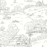 Inspired by Color Pasture Toile - Black & White Wallpaper | Buy Online Inspired by Color Pasture Toile wallpaper, color Black & White, SKU FH4031