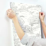Inspired by Color Pasture Toile - Black & White Wallpaper | Buy Online Inspired by Color Pasture Toile wallpaper, color Black & White, SKU FH4031
