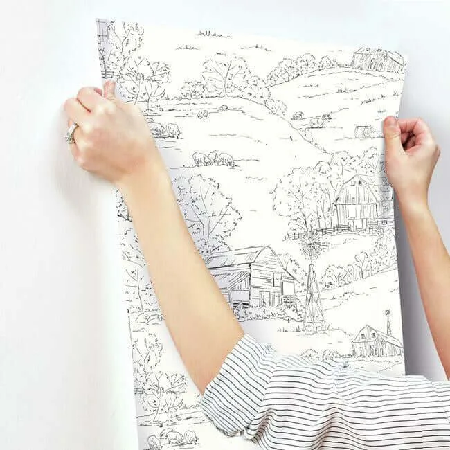 Inspired by Color Pasture Toile - Black & White Wallpaper | Buy Online Inspired by Color Pasture Toile wallpaper, color Black & White, SKU FH4031