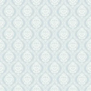 Inspired by Color Small Scale Ogee wallpaper, color Blue, SKU DM5026