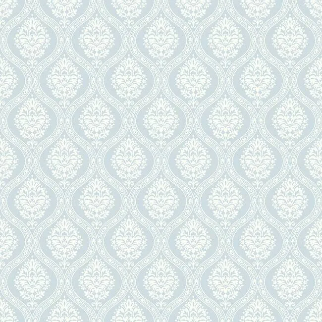 Inspired by Color Small Scale Ogee wallpaper, color Blue, SKU DM5026