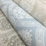 Inspired by Color Small Scale Ogee wallpaper, color Blue, SKU DM5026
