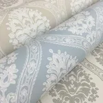 Inspired by Color Small Scale Ogee wallpaper, color Blue, SKU DM5026