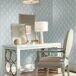 Inspired by Color Small Scale Ogee wallpaper, color Blue, SKU DM5026