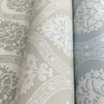 Inspired by Color Small Scale Ogee wallpaper, color Blue, SKU DM5026