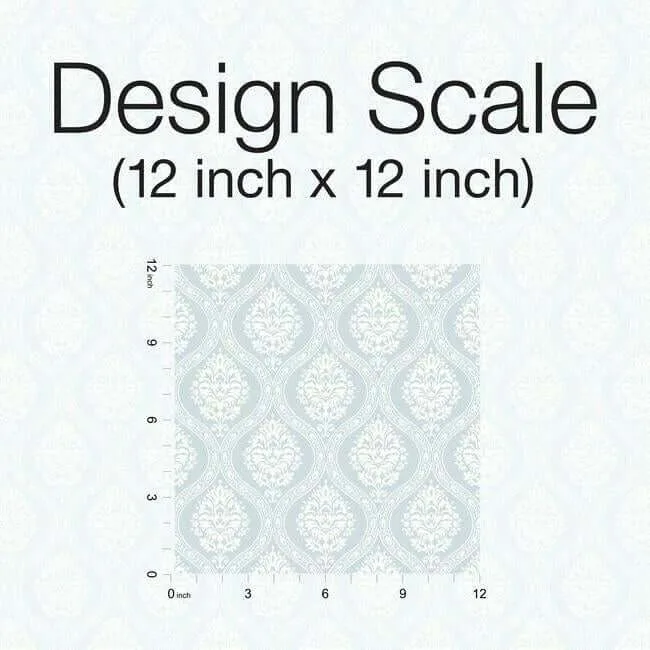 Inspired by Color Small Scale Ogee wallpaper, color Blue, SKU DM5026