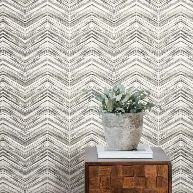 Inspired by Color Petite Watercolor Chevron wallpaper, color Black & White, SKU BW3911