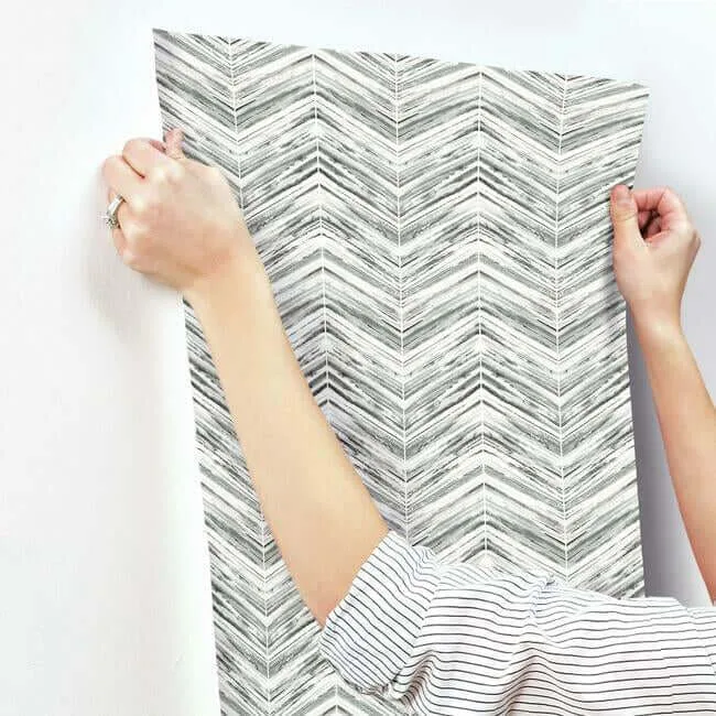 Inspired by Color Petite Watercolor Chevron - Black & White Wallpaper | Buy Online Inspired by Color Petite Watercolor Chevron wallpaper, color Black & White, SKU BW3911