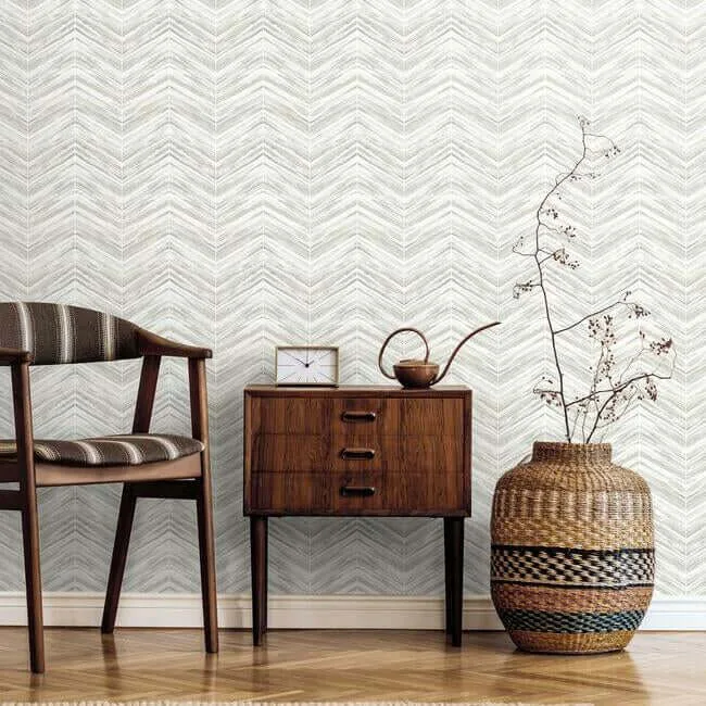 Inspired by Color Petite Watercolor Chevron wallpaper, color White & Grey, SKU BW3913
