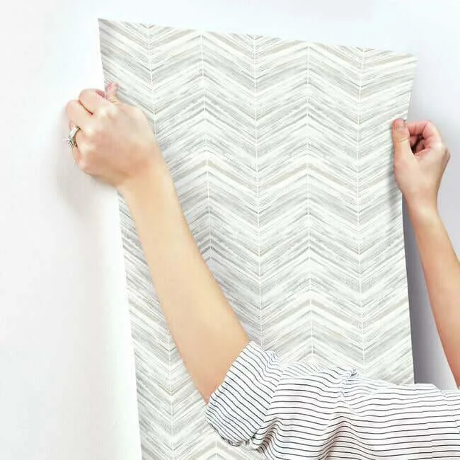 Inspired by Color Petite Watercolor Chevron wallpaper, color White & Grey, SKU BW3913