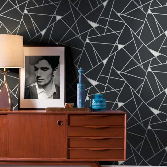 Inspired by Color Prismatic - Black & Silver Wallpaper | Buy Online Inspired by Color Prismatic wallpaper, color Black & Silver, SKU BW3985