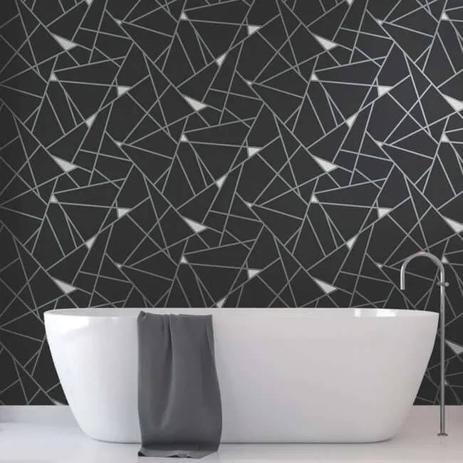 Inspired by Color Prismatic - Black & Silver Wallpaper | Buy Online Inspired by Color Prismatic wallpaper, color Black & Silver, SKU BW3985