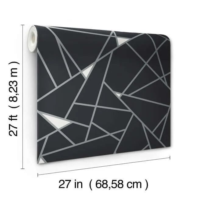 Inspired by Color Prismatic - Black & Silver Wallpaper | Buy Online Inspired by Color Prismatic wallpaper, color Black & Silver, SKU BW3985