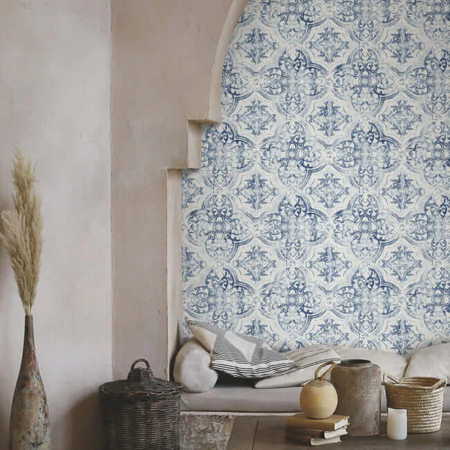 Inspired by Color Quartet - White & Blue Wallpaper | Buy Online Inspired by Color Quartet wallpaper, color White & Blue, SKU MN1891