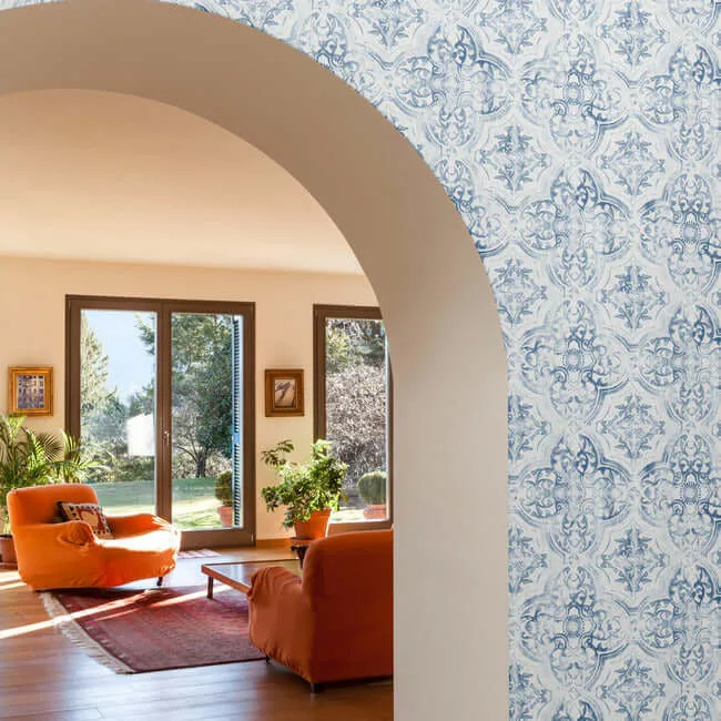 Inspired by Color Quartet - White & Blue Wallpaper | Buy Online Inspired by Color Quartet wallpaper, color White & Blue, SKU MN1891