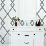Inspired by Color Ribbon Stripe Trellis - White & Black Wallpaper | Buy Online Inspired by Color Ribbon Stripe Trellis wallpaper, color White & Black, SKU CY1509