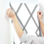 Inspired by Color Ribbon Stripe Trellis - White & Black Wallpaper | Buy Online Inspired by Color Ribbon Stripe Trellis wallpaper, color White & Black, SKU CY1509